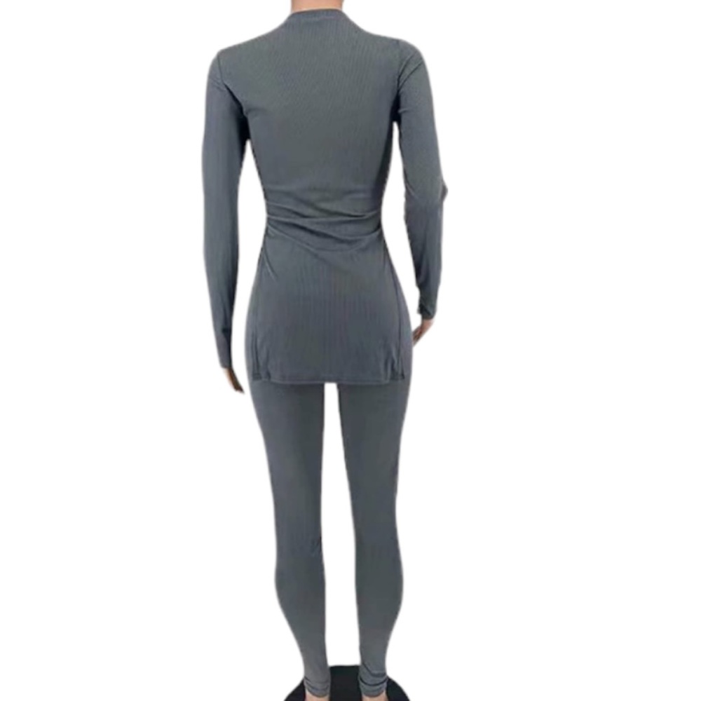 Gray Two piece Casual Pants Set - Picture 2 of 4